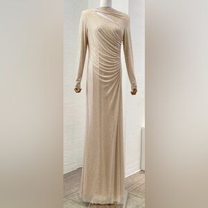 Elegant Cream Long Sleeve Dress self portrait style